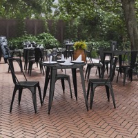 Declan - Contemporary 30" Round Commercial Dining Table for 4 - Black Top/Black Frame