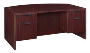 Legacy 71" Bow Front Double Pedestal Desk - Mahogany