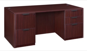 Legacy 66" Double Full Pedestal Desk - Mahogany