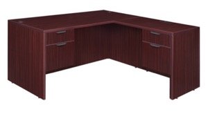 Legacy 71" Double Pedestal L-Desk with 47" Return - Mahogany