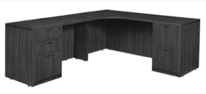 Legacy 71" Double Full Pedestal Left Corner Credenza - Ash Grey