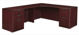 Legacy 71" Double Full Pedestal Left Corner Credenza - Mahogany