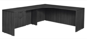 Legacy 71" Single Pedestal Left Corner Credenza - Ash Grey