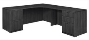 Legacy 71" Double Full Pedestal Right Corner Credenza - Ash Grey