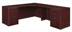 Legacy 71" Double Full Pedestal Right Corner Credenza - Mahogany
