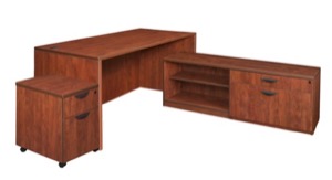 Legacy 66" Hi-Low L-Desk with Single Mobile Pedestal - Cherry