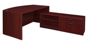 Legacy 71" Hi-Low Bow Front L-Desk Shell - Mahogany