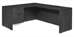 Legacy 60" Single Pedestal L-Desk with 47" Return - Ash Grey