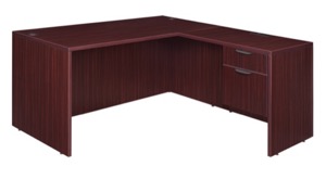 Legacy 71" Single Pedestal L-Desk with 47" Return - Mahogany