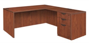 Legacy 60" Single Full Pedestal L-Desk with 47" Return - Cherry
