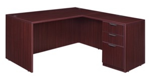 Legacy 60" Single Full Pedestal L-Desk with 47" Return - Mahogany
