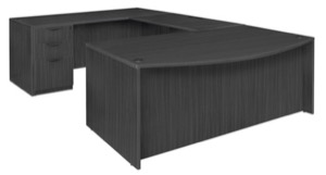 Legacy 71" Bow Front Double Full Pedestal U-Desk - Ash Grey