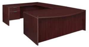 Legacy 71" Bow Front Single Pedestal U-Desk - Mahogany