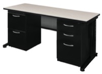 Fusion 66" x 24" Double Pedestal Desk - Maple