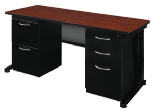 Fusion 66" x 30" Double Pedestal Desk - Cherry