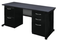 Fusion 66" x 30" Double Pedestal Desk - Grey