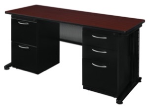 Fusion 72" x 30" Double Pedestal Desk - Mahogany