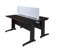 Fusion 48" x 24" Benching Sysem with Privacy Panel - Mocha Walnut