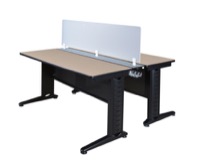Fusion 66" x 24" Benching System with Privacy Panel - Beige