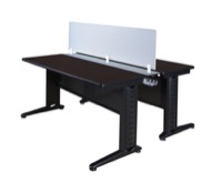 Fusion 66" x 24" Benching System with Privacy Panel - Mocha Walnut