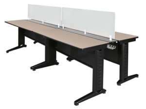 Fusion 48" x 24" Double Benching Sysem with Privacy Panel - Beige