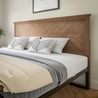 Fiona - Contemporary King Size Herringbone Pattern Headboard - Light Brown