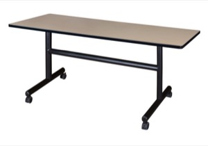 Kobe 60" x 30" Flip Top Mobile Training Table - Beige
