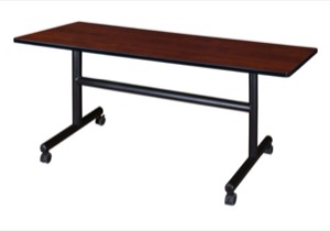 Kobe 60" x 30" Flip Top Mobile Training Table - Cherry