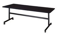 Kobe 72" x 30" Flip Top Mobile Training Table - Mocha Walnut