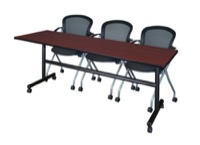 Regency Kobe 84 x 24 in. Flip-Top Training Nesting Table- Mahogany, 2 Cadence Nesting Chairs