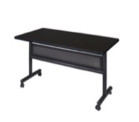 Kobe 48" Flip Top Mobile Training Table with Modesty - Mocha Walnut