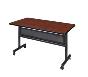 Kobe 48" x 30" Flip Top Mobile Training Table with Modesty - Cherry