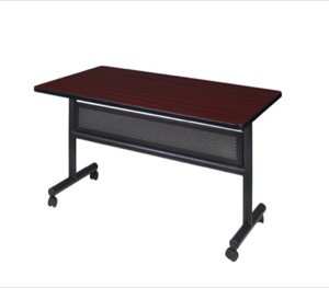 Kobe 48" x 30" Flip Top Mobile Training Table with Modesty - Mahogany