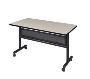 Kobe 48" x 30" Flip Top Mobile Training Table with Modesty - Maple