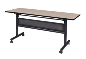 Kobe 60" Flip Top Mobile Training Table with Modesty - Beige