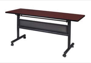 Kobe 60" Flip Top Mobile Training Table with Modesty - Mahogany