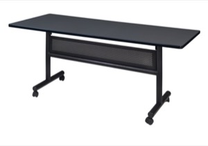 Kobe 60" x 30" Flip Top Mobile Training Table with Modesty - Grey