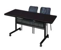 60" x 30" Flip Top Mobile Training Table with Modesty Panel and 2 Mario Stack Chairs