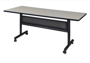 Kobe 60" x 30" Flip Top Mobile Training Table with Modesty - Maple