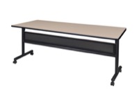 Kobe 72" Flip Top Mobile Training Table with Modesty - Beige