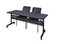72" x 24" Flip Top Mobile Training Table with Modesty Panel and 2 Mario Stack Chairs