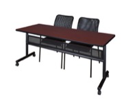 72" x 24" Flip Top Mobile Training Table with Modesty Panel and 2 Mario Stack Chairs