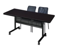 72" x 30" Flip Top Mobile Training Table with Modesty Panel and 2 Mario Stack Chairs