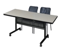 72" x 30" Flip Top Mobile Training Table with Modesty Panel and 2 Mario Stack Chairs