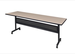 Kobe 84" Flip Top Mobile Training Table with Modesty - Beige