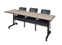 84" x 24" Flip Top Mobile Training Table with Modesty Panel and 3 Mario Stack Chairs
