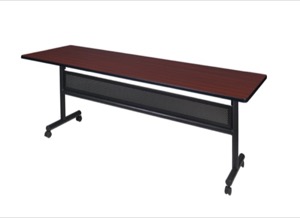 Kobe 84" Flip Top Mobile Training Table with Modesty - Mahogany