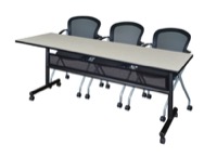 Regency Kobe 84 x 24 in. Flip-Top Privacy Nesting Table- Maple, 2 Cadence Nesting Chairs