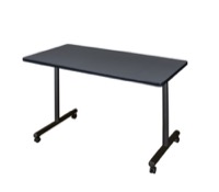 Regency Kobe 42 x 24 in. Mobile T-Base Training Seminar Table- Grey