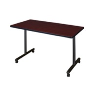 Regency Kobe 42 x 24 in. Mobile T-Base Training Seminar Table- Mahogany